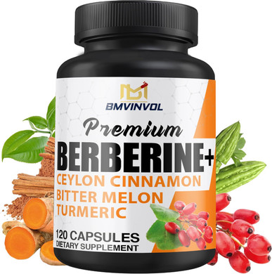 Berberine Hcl Supplement, Ceylon Cinnamon And Turmeric Capsules, Green Tea And Bitter Melon Capsules - 120 Capsules For 2 Month Supply