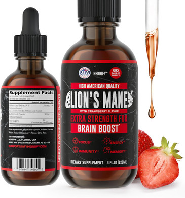 Herbify Lions Mane Supplement - Daily Mushroom Supplement For Memory, Focus & Clarity - Brain Booster - Lions Mane Capsules For Natural Immune Support - Vegan, Organic - 120 Capsules