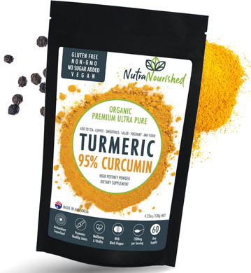 Organic Turmeric 95% Curcumin Powder  1500Mg Extract With Black Pepper  Non-Gmo, Vegan, Gluten-Free, Natural Supplement  120G