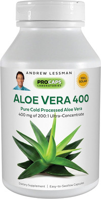 Andrew Lessman Aloe Vera 400Mg - 240 Capsules - Provides 200:1 Ultra-Concentrate Of Aloe Vera, Soothing Support For Stomach And Digestive System, No Additives, Small Easy To Swallow Capsules