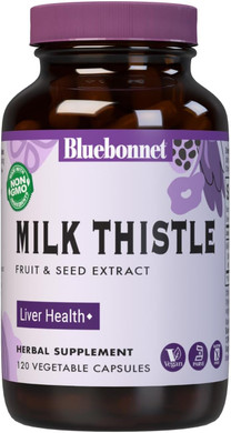 Bluebonnet Nutrition Milk Thistle Fruit & Seed Extract, Liver Health*, Non-Gmo, Vegan, Kosher Certified, Gluten-Free, Soy-Free, 120 Vegetable Capsules, 120 Servings