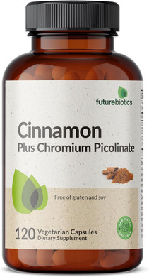 Futurebiotics Cinnamon Plus Chromium Picolinate Supplement, High Potency Chromium, Non-Gmo, 60 Vegetarian Capsules