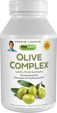 Andrew Lessman Olive Complex - 30 Capsules - Leaf And Fruit Extracts. Standardized For Oleuropein And Hydroxytyrosol To Support Cardiovascular And Immune Health. Small Easy To Swallow Capsules