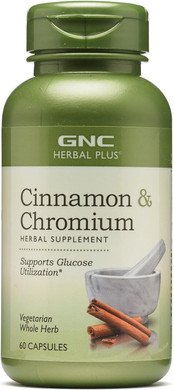 Gnc Herbal Plus Cinnamon & Chromium Supplement, Vegetarian, Supports Glucose Utilization, 30 Servings