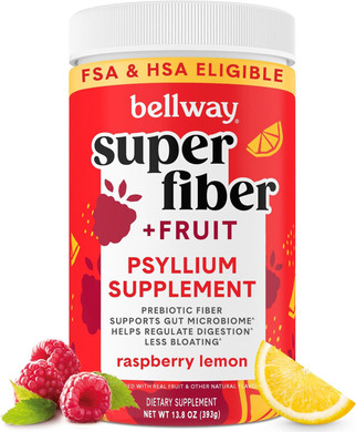 Bellway Super Fiber Powder + Fruit, Sugar Free Organic Psyllium Husk Powder Fiber Supplement For Regularity, Bloating Relief & Digestive Health, Plant-Based, Pineapple Passion Fruit (50 Servings)