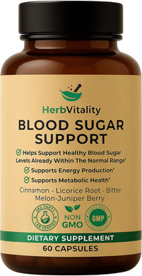 Blood Sugar Support Supplement With Cinnamon, Bitter Melon  Supports Healthy Blood Sugar Levels Already Within Normal Ranges | Licorice Root Extract - 60 Capsules