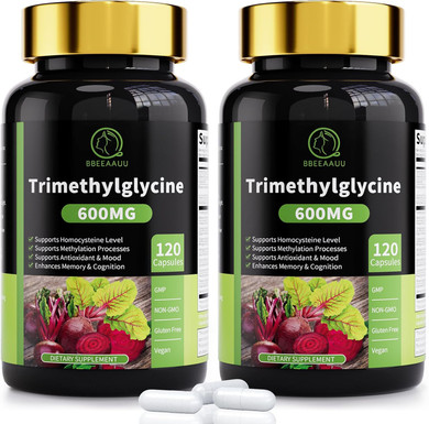 Tmg Supplements - Trimethylglycine Capsules, Betaine Anhydrous 600Mg, With Ginkgo & Vitamin B6, Supports Methylation, Liver Wellness & Cognitive, Non-Gmo, Vegan, 120 Count