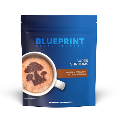 Blueprint By Bryan Johnson Super Shroom Coffee  Mushroom Coffee With LionS Mane, Reishi & Gaba  70Mg Caffeine  Focus & Energy Coffee  Adaptogenic Coffee Alternative  30 Servings