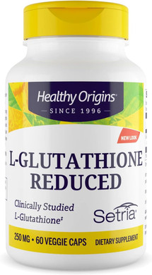 Healthy Origins L-Glutathione 250 Mg (Setria, Non-Gmo, Gluten Free, Antioxidant, Immune Support, Skin Support), 60 Veggie Caps