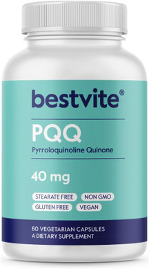 Bestvite Pqq 40Mg (Pyrroloquinoline Quinone) (60 Vegetarian Capsules) - No Stearates - Vegan - Non Gmo - Gluten Free