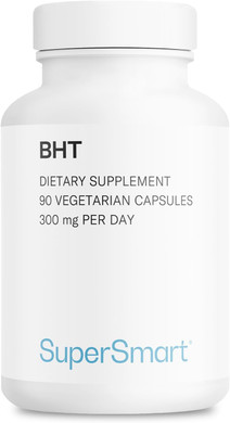 Supersmart - Bht Supplement 300Mg Per Day - Butylated Hydroxytoluene | Non-Gmo & Gluten Free - 90 Vegetarian Capsules