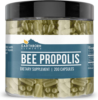 Earthborn Elements Bee Propolis (200 Capsules) Pure & Natural, Gluten-Free & Non-Gmo