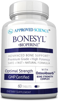 Approved Science Bonesyl - Strengthen Bones, Limit Bone Density Loss - Maintain Overall Bone Health - K2, Bioperine, And Magnesium - 60 Tablets - Vegan - Made In Usa