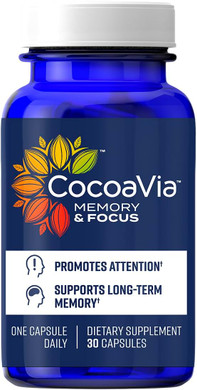 Cocoavia Memory & Focus Brain Supplement, 90 Day, Cocoa Flavanol Blend, Lutein, Added Caffeine For Boost. Improve Cognitive Function, Attention, Vegan & Plant Based, 90 Capsules