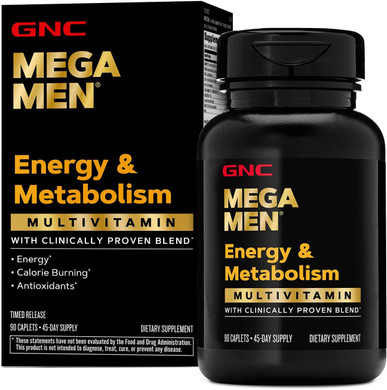 Gnc Mega Men Multivitamin Caplets, Clinically Proven To Feel Better, Immune Support, Energy Support, Antioxidants, B Vitamins, Vitamin D-3, Timed Release, 90 Count, 45 Day Supply