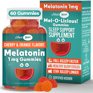 Maxi Health 1Mg Melatonin Gummies  Kids Melatonin Chewables With Natural Cherry & Orange Flavor  Adult And Baby Sleep Help Supplement To Support Restful Nights (120 Count)