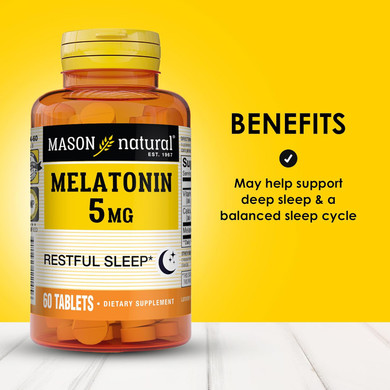 Mason Natural Healthy Kids Melatonin, For Children, Supports A Healthy Sleep, Fast Acting, Fruit Flavored, 60 Quick Dissolve Tablets
