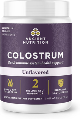 Ancient Nutrition Colostrum Superfood Powder, Grass Fed Bovine Colostrum, Supports Healthy Gut Microbiome And Immune System, Clinically Studied Lactoferrin & Probiotics, Lemon Bar, 60 Servings
