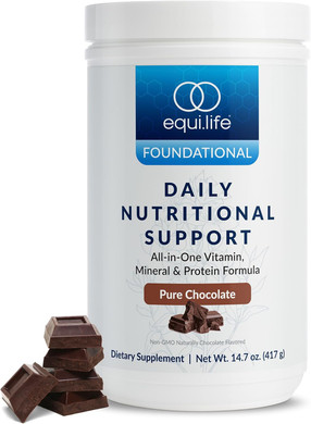 Equilife Daily Nutritional Support, All-In-One Multivitamin Meal Replacement, Pure Chocolate Flavor, 15G Plant Protein, Supports Overall Wellness Including Energy, Digestion, & Skin, 14 Servings Tub