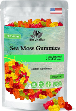 Sea Moss Gummies - Irish Sea Moss Raw Organic, Bladderwrack, Burdock Root. Contains Sea Moss Gel And Powder. Superfoods For Vegan, Keto And Dr Sebi Diet. Immune Boosting (1, Original)
