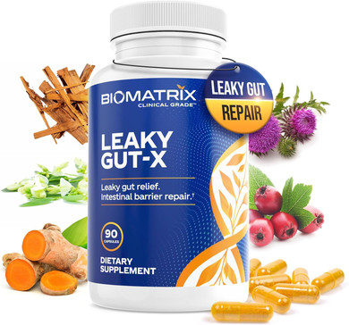 Intestinal Repair Supplement With Glutamine And Herbs For Leaky Gut, Prebiotic Support, Relief From Bloating, Gas, Constipation | Sibo | Veggie Caps | 60-Day Supply  Leaky Gut-X