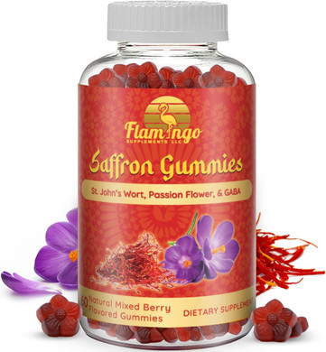 Saffron Extract Gummies-Sugar Free Saffron Supplement Enhanced With Gaba, Saint John'S Wort, Passion Flower- Saffron Supplements For Kids, Women, Men. Focus And Mood Support. 60 Saffron Gummies