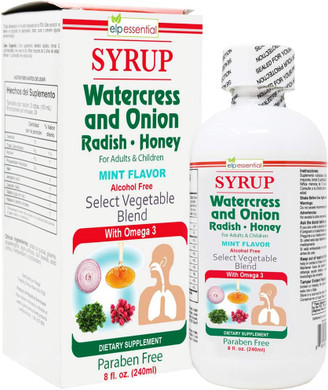 Jarabe Berro Y Cebolla Rabano - Miel 8 Oz Watercress And Onion Radish - Honey Syrup, With Omega 3