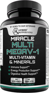 Megav-1 Multi-Vitamin, Superfood & Minerals - Daily Multivitamin With Probiotics, Digestive Enzyme, Mushroom Complex For Heart Health, Immune Support, Energy & Stamina - 90 Tablets