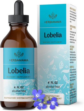 Herbamama Lobelia Tincture - Vegan Lobelia Leaf Extract For Lung Cleanse & Detox - Respiratory Lung Support Drops - Non-Gmo, Alcohol & Sugar-Free Respiratory Support Supplement