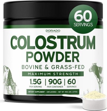 Colostrum Supplement Powder 90G (60 Servings Of 1.5G Pure Bovine Colostrum Std. To Contain 20% Igg Immunoglobulins) Grass Fed Powder - No Fillers, Third Party Tested, Unflavored & Usa Made
