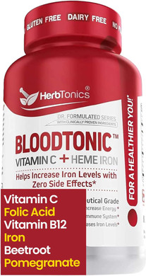 Blood Booster Iron Supplements For Women And Men | Vit C, Beet Root, Folate | Supports Energy & Red Blood Cell Production | No Side Effects | 30 Vegan Capsules