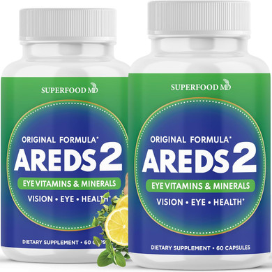 Areds 2 Eye Vitamin & Mineral Supplement, Contains Lutein, Vitamin C, Zeaxanthin, Zinc & Vitamin E With Added Copper - 180 Count