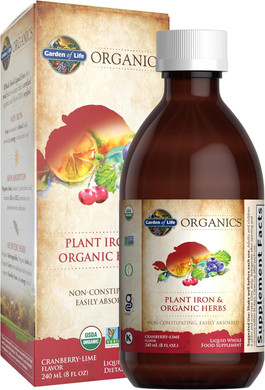 Garden Of Life Organics Plant Iron & Organic Herbs - Organic Plant-Sourced Iron + Herbs (Cranberry-Lime Liquid) 8 Ounce Liquid