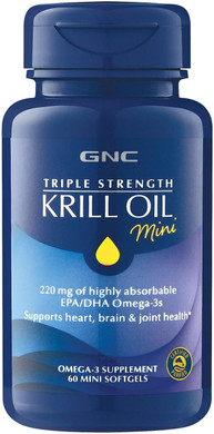 Gnc Triple Strength Krill Oil Supplement, 220Mg Epa And Dha Omega 3S, Supports Heart, Brain, And Joint Health, Superior Absorption, Antarctic Sourced, Burpless, 30 Softgels, 30 Servings