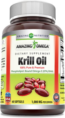 Amazing Omega Krill Oil With Omega 3S Epa, Dha, Phospholipids And Astaxanthin 1000Mg Per Serving 60 Softgels Supplement | Non-Gmo | Gluten Free