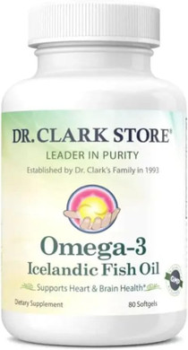 Dr Clark Store Omega-3 Icelandic Fish Oil Supplement  1000Mg, 80 Softgels, Supports Heart, Brain & Joint Health