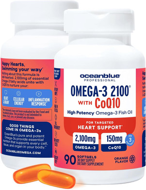 Oceanblue Professional Omega-3 2100 With Coq10  90 Ct  Triple Strength Fish Oil Supplement With High-Potency Epa And Dha, And Coq10  Orange Flavor (30 Servings)