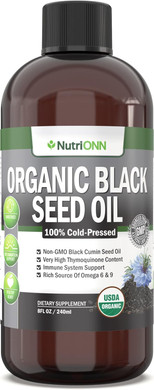 Organic Black Seed Oil - Usda Certified Organic Black Cumin Seed Oil Liquid  High Thymoquinone Content  Non-Gmo And Cold-Pressed  Rich Source Of Omega-6 & Omega-9 Fatty Acids - 8 Oz