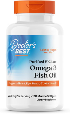 Doctor'S Best Purified & Clear Omega 3 Fish Oil With Goldenomega, Supports Heart, Eye, Brain, & Joint Health, Non-Gmo, Gluten Free 120 Marine Softgels
