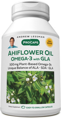 Andrew Lessman Ahiflower Omega-3 With Gla - 240 Softgels - Uniquely Balanced, Plant-Based Source Of Essential Omega-3 Fatty Acids. No Stomach Upset, Contaminants Or Mercury. Easy To Swallow