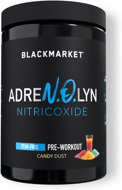 Blackmarket Adrenolyn Stim Free Pre Workout - Caffeine Free Flavored Powdered Drink Mix For Men & Women, Nitric Oxide Booster, Non Stimulant (Strawberry Lemonade, 25 Servings)