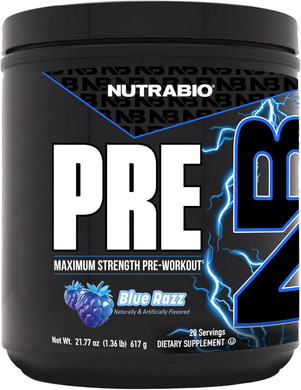 Nutrabio Pre Workout Powder - Old Formula- Sustained Energy, Mental Focus, Endurance - Beta Alanine, Creatine, Caffeine, Electrolytes - 20 Servings - Strawberry Lemon Bomb