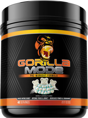Gorilla Mind Pre Workout - Massive Pumps Laser Focus Energy Power - L-Citrulline, Creatine, L-Tyrosine, Betaine, Hydroprime, Alpha-Gpc, 400Mg Caffeine, Huperzine A 808G (White Gummy Bear)