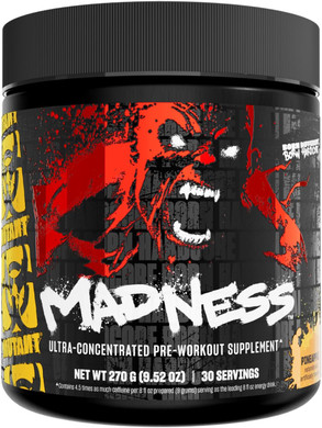 Mutant Madness | Pre Workout Powder Supplement Performance And Pump Blend Includes L-Citrulline, Beta-Alanine, Taurine, L-Tyrosine | 30 Serving | Blue Raspberry