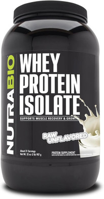 Nutrabio 100% Whey Protein Isolate Protein Powder  25G Protein With Complete Amino Acid Profile, Non-Gmo, Soy And Gluten Free, Low Carb And Low Calorie Whey Protein Powder - Raw Unflavored - 2 Lbs