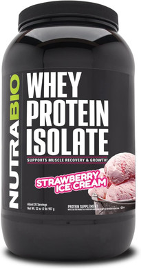Nutrabio 100% Whey Protein Isolate Protein Powder, 25G Protein With Complete Amino Acid Profile, Soy And Gluten Free, Low Carb And Low Calorie Whey Protein Powder, Strawberry Ice Cream, 2 Lbs