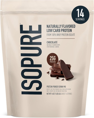 Isopure Low Carb 100% Pure Whey Isolate Protein Powder, Lactose Free, Gluten Free, With Vitamins, Dark Chocolate, 25G Protein Per Serving, 1 Lb, 14 Servings