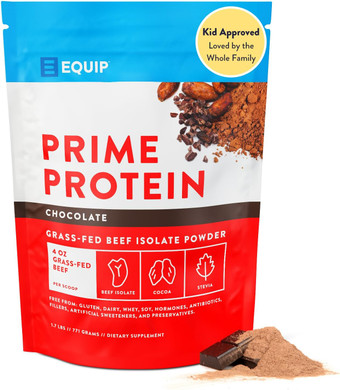 Equip Foods Prime Protein Powder | Clean, Grass Fed Beef Protein Isolate | Carnivore Protein Powder | Paleo, Keto Friendly | Gluten, Dairy Free | Helps Build & Repair Tissue | 30 Servings, Iced Coffee
