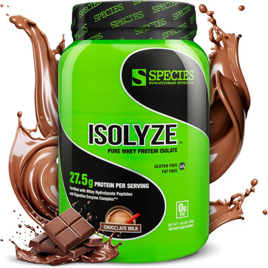Species Nutrition Isolyze Whey Protein Powder, 100% Whey Isolate For Muscle Building, 27.5G Protein Per Scoop, No Sugar & Low Fat (Chocolate Milk, 22 Servings)