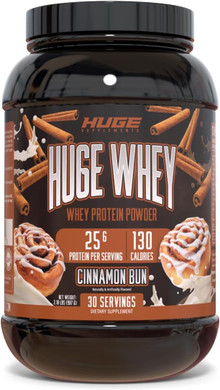 Huge Whey, Protein Powder For Muscle Gain, 25G Protein, 12G Eaas, Supports Muscle Growth, Performance & Recovery (Cinnamon Bun, 30 Servings)